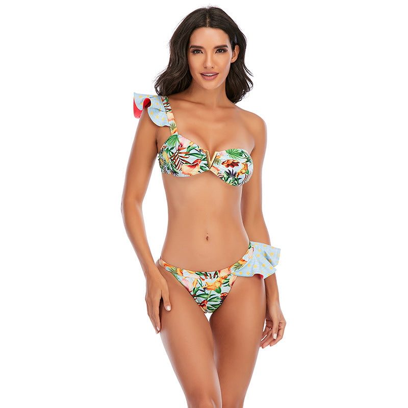 Printed bikini V-neck bikini